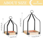 Romadedi Rustic Wood Lantern Set of 2, 8.7" & 11.8" Tall - Image 4