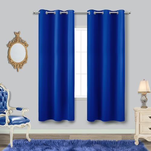KOUFALL Cobalt Blue Blackout Curtains for Bedroom Decor 2 Panels Set Grommet Thermal Insulating Hanukkah Decorations for Window Classroom Home,72 Inch Length,Imperial Blue by KOUFALL