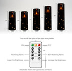 kakoya Flameless LED Candles with Timer 5 Pc Flickering Flameless Candles for Romantic Ambiance and Home Decoration Stable Acrylic Shell,with Embedded Star String,Battery Operated Candles（Black） - Image 5