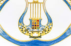 Mosaic Artistic Jeweled Menorah (Hand-Painted Jeweled Mosaic Blue & Gold - Harp)… - Image 4