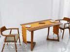 100% Natural Linen Rustic Scalloped Embroidery Table Runner 104 Inches Long, Linen Table Runner for Dresser and Dining Tables Decor, 8-10 Sets, 14''x104'', Rust(Edges-Gold) - Image 2