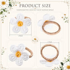 Patelai 50 Pcs Wedding Flower Napkin Rings White Embroidered Woven Floral Napkin Holders Table Decoration for Wedding Party, Home Banquet, Baby Shower Dinner Party, Summer, Holiday, Housewarming Gift - Image 3