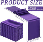 Bencailor 24 Pcs Purple Satin Table Runners Bulk, 12 x 108 Inch - Image 3
