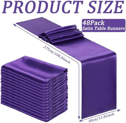 Bencailor 24 Pcs Purple Satin Table Runners Bulk, 12 x 108 Inch - Image 3