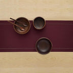 Solino Home Cotton Linen Table Runner Wine, Hemstitch Collection 14 x 72 in - Image 3