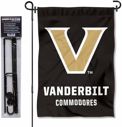 College Flags & Banners Co. Vanderbilt Commodores Wordmark Garden Flag and Pole Holder Set by CollegeFlagsandBannersCompany