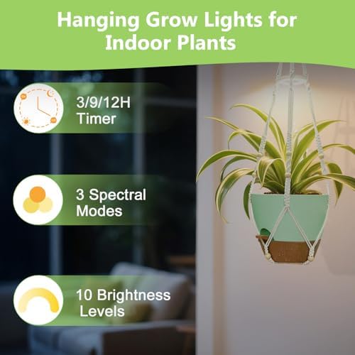 2 Pack Self Watering Hanging Planters with Grow Light for Indoor Plants - Image 4