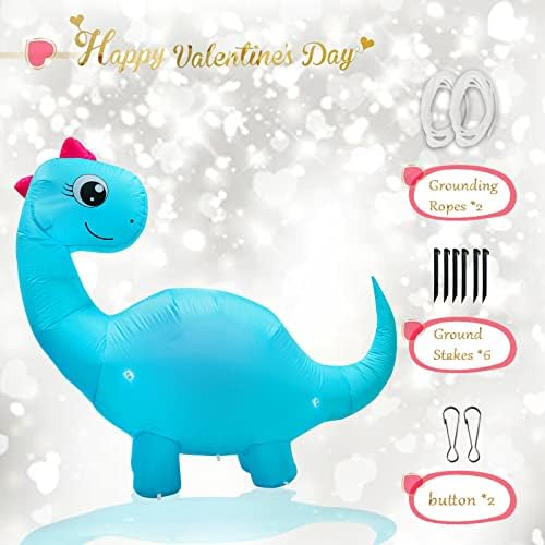 6FT Tall Valentine's Day Inflatables Cute Dinosaur with Sweet Heart, Blow Up Valentine's Day Dino Outdoor Decoration Built-in 4 LED Lights for Wedding Propose Indoor Yard Party Supplies - Image 4
