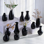 Ceramic Bud Vases, Black, Set of 12 by Tenforie