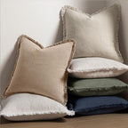 MIULEE Boho Linen Fringe Decorative Euro Throw Pillow Covers Camel 24x24 - Image 5