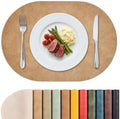MOSAYT Vinyl Faux Leather Oval Placemats, Set of 8, Camel by MOSAYT