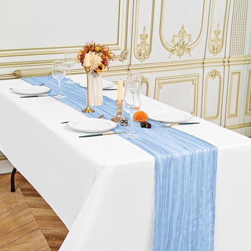12 Pack Light Blue 10Ft Cheesecloth Table Runner - Image 4