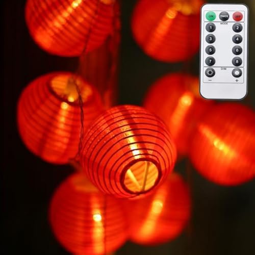 Red Lantern String Lights 19.6ft 40 LEDs Battery Operated with Remote Control Hanging Lanterns String Lights for Chinese New Year,Spring Festival,Wedding,Party Decoration,Christmas by Unknown