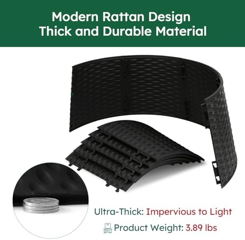 HarcoHome Christmas Tree Collar, 28.4" D Round Base Cover, Plastic Rattan Collar, Tree Ring for Artificial Trees, Tree Skirt for Artificial Xmas Tree Decorations (Extra Large, Black) - Image 4