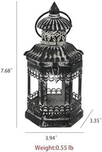 Set of 2 Black Distressed Metal Lanterns, Vintage Farmhouse Decorative Wind Lights, Rustic Hanging Candle Holders Lantern for Christmas, Mantel, Tabletop - Image 6