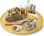 Oroyutor 18-Inch Oak Lazy Susan Organizer with Gold Metal Rail by Oroyutor