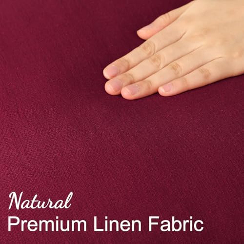decorUhome Fall Burgundy Linen Throw Pillow Covers 24x24 Set of 2 - Image 3