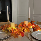 CQURE 8 Pack Fall Leaf Garland with Lights,Fall Decor Halloween Lights Artificial Maple Leaves Autumn Garland Hanging Vines Thanksgiving Decor for Home Christmas Autumn - Image 2