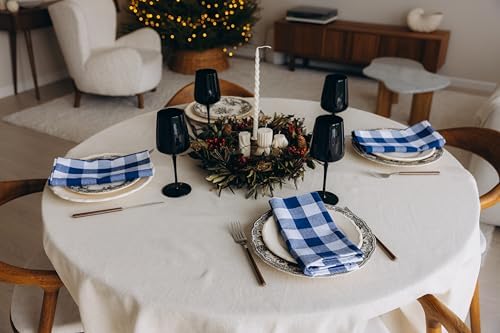 Navy Blue Cloth Napkins - Reusable Navy Blue and White Cotton Napkins - 100% Cotton, 12 Pack - 20"x20", Washable, Plaid Gingham Pattern, Perfect for BBQ, Parties and Small Get-Togethers (Blue) - Image 5