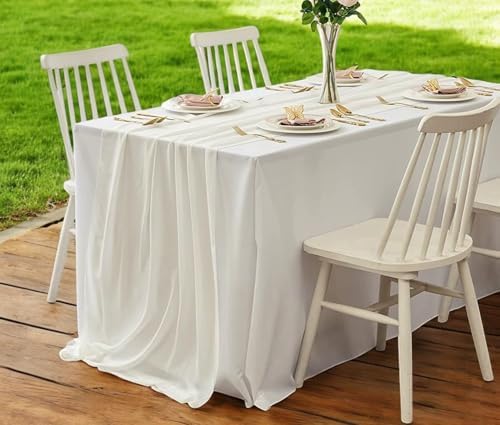 MDS Pack of 25 | Ivory | 10ft Chiffon Table Runner 29x120 Inches Long Romantic Rustic Sheer Gauze Runner for Wedding Bridal Shower Birthday Banquets Engagement Spring Easter Boho Decorations - Image 6