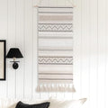 BlissBlush Long Vertical Wall Hanging Tapestry Woven Boho Farmhouse Decor Black Beige Cream Tassel Handmade Wall Art Decoration for Bedroom Living Room Dorm Nursery Apartment, 16x39 INCH by BlissBlush
