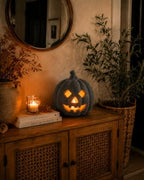 Halloween Decorations - Handmade Terracotta Pumpkin Jack O' Lantern (Small) - Image 4