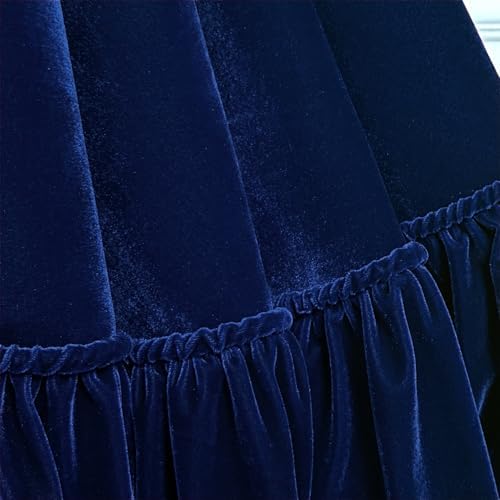 60-Inch Ruffled Velvet Christmas Tree Skirt, Navy Blue - Image 4