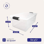 HOMZ Clear Plastic Storage Bins w/Latching Lid, 66 Qt, Gray Latch, 2 Pack - Image 4