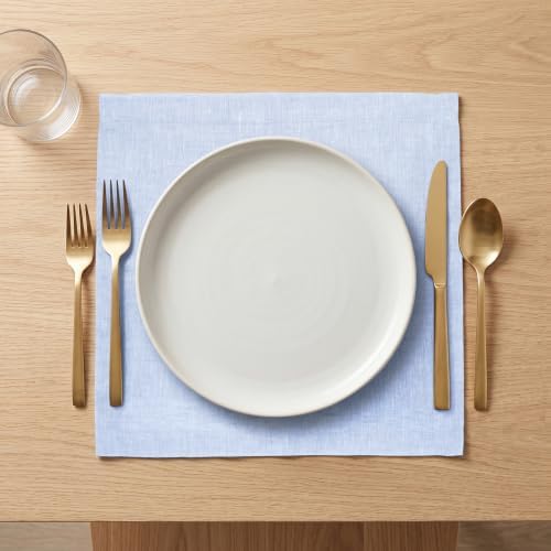 Solino Home 100% Pure Linen Placemats Blue, Athena 14 x 14 in, Set of 4 - Image 2