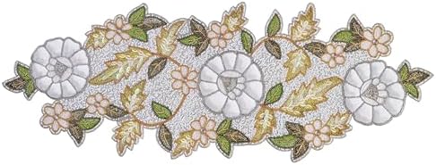 Beaded Table Runner Decore 36 inches Long Christmas Flower Design Beaded Table Runners for Halloween, Christmas, Easter Coffee Tropical - 36"x13" Green Ivory Gold Olio Marfa by byHomeDecorativeProduct