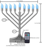 Electric Hanukkah Menorah,RGB Led Menorahs for Chanukah Decoration,Color Changing with Remote Control & Push-Button to Choose The Day and Timer Options Battery/USB Powered,Silver - Image 3
