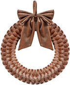 Brown Christmas Velvet Wreath 14" Christmas Decoration Front Door Xmas Velvet Ornament with Bow Xmas Wreath Decorations for Table Fireplace Porch Window Wall New Years Home Party Indoor Decoration by CHUNNIN