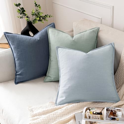 MIULEE Decorative Linen Euro Sham Pillow Covers 24x24 Inch Blue Ashes - Image 4