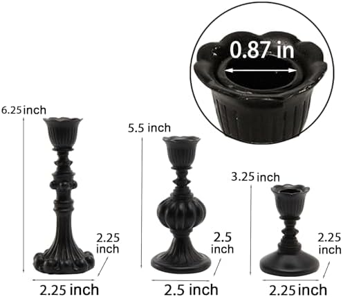 Guichifun Black Candlestick Holder Set of 3 Living Room Decor - Image 3