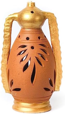 Desifavors Terracotta Lanterns | Indian Handcrafted Decorative Hanging Candle Lanterns | Diwali Christmas Lantern | Indoor, Outdoor, Home, Living Room, Parties | 4.33x4.33x7.48 Inch (Pack of 1) by DesiFavors