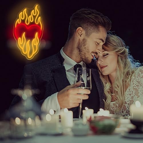 Heart With Fire Neon Sign, Love Neon Light, Burning Heart Decor - Image 6