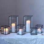 Phosphor 6 PCS Glass Hurricane Candle Holder, Black Glass Candle Holder for Wedding Party Christmas Or Home Decor - Image 5