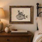 Gold Framed Dog on Fish Wall Art, Funny Animal Canvas Print, 16x12 - Image 4