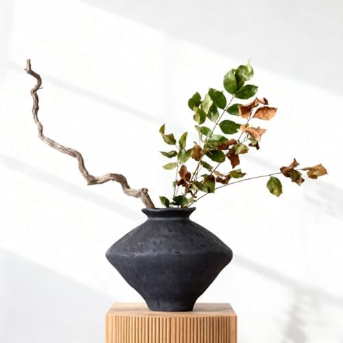 Wabi Sabi Rusty Vintage Vase, 11.4" Tall Wabi Sabi Decor Rustic Farmhouse Pottery Vase for Centerpiece, Textured Pottery Flower Vases for Home Decorative, Table, Living Room (Black, Large) - Image 5