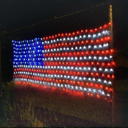 YULIANG LED American Flag Lights,6.5ft*3.2ft Waterproof Led Flag Net Light Outdoor for 4th of July Decorations,Independence Day,Memorial Day, Festival, Garden,Outdoor Christmas Decoration - Image 5