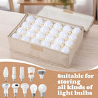2 Pcs Light Bulb Organizer Storage Box Ornament Storage with 30 Dividers Foldable Bulbs Organizer with Lid Sturdy PP Board Fits Various Standard Dustproof Fabric Case for Home Vbs (Beige) - Image 4