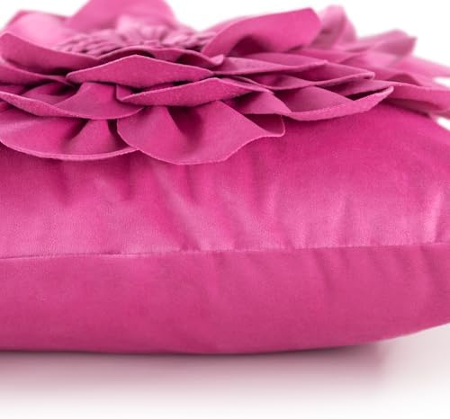 OiseauVoler Decorative 3D Flower Throw Pillow Covers Handmade Pillowcases Cushion Covers for Couch Bed Living Room Home Decor 18x18 Inch Fuchsia - Image 7