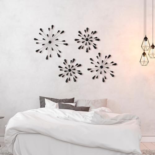 Hicarer 4 Pcs Starburst Wall Decor, Bling Metal Wall Art, Black Diamond - Image 5