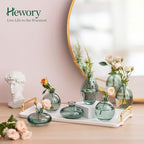 Glass Bud Vases Set of 12, Hewory Cute Green Small Vases Handmade, Mini Glass Flower Vase for Floral Arrangement, Tiny Centerpiece for Home Office Wedding Party Events Table Decor (Not Include Flower) - Image 4