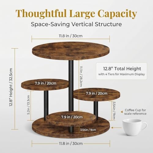 Fushiton Rustic Tiered Dessert Stand Wooden Cupcake Tower, 4-Tier Flower Shaped Cake Stand for Parties, Weddings, and Farmhouse Decor - Image 5