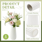 Qinyoung 8 Set White Ceramic Vases for Flowers, 8'' Small Vase, Minimalist - Image 3