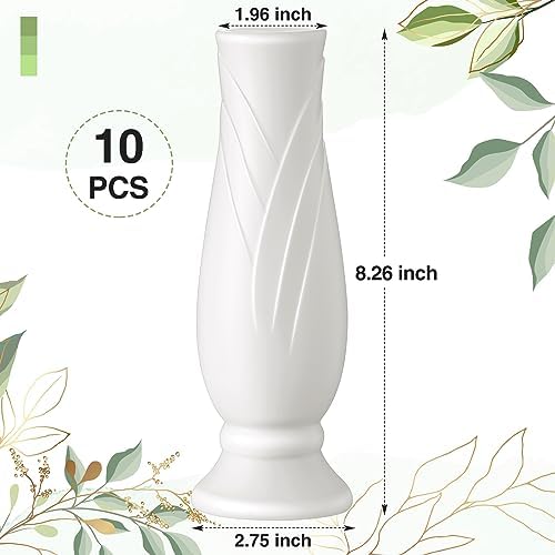 Didaey 10 Pack White Plastic Vases Bulk for Centerpieces,Vintage - Image 2