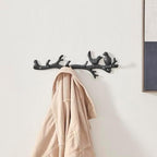 Danya B. Dark Brown Cast Iron Birds on Tree Branch Decorative Wall Sculpture Utility Hook Unit with 4 Hooks - Image 2