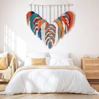 Amestrina Large Macrame Wall Hanging, Boho Chic Macrame Wall Decor, Bohemian Leaf Feather Macrame Wall Art, Handmade Macrame Wall Hanging Tapestry for Bedroom Living Room 31" Wx 31" L (Orange) - Image 3