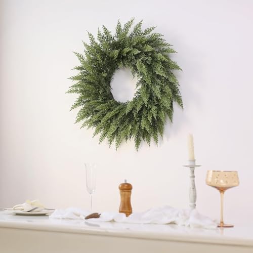 24" Lifelike Touch Artificial Christmas Cedar Wreath for Front Door Decor - Image 5